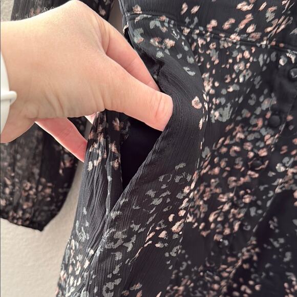 Abercrombie & Fitch Black Patterned Longsleeve Dress Size Small - Picture 8 of 11